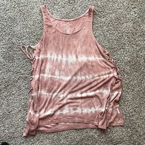 Ribbed tank top with side ties